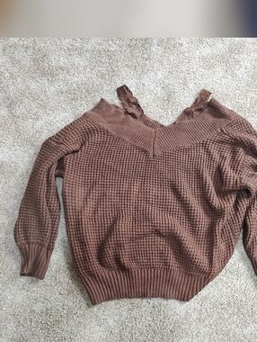 SHEIN Brown Off-the-Shoulder Sweater